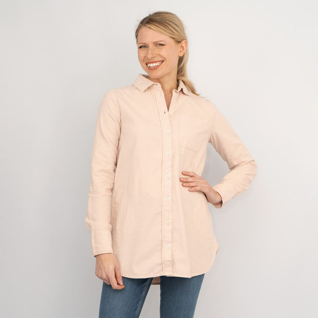 Jane Pink Fine Cord Long Sleeve Corduroy Longline Tunic Shirts Casual Tops-Quality Brands Outlet-