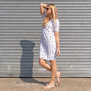 M&S Linen Blend Polka Dot Short Sleeve Shift Dress