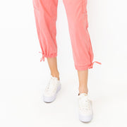 M&S Tencel Rich Pink Cargo Tapered Cropped Trousers - Quality Brands Outlet