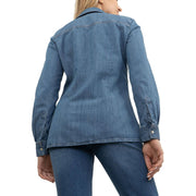 Massimo Dutti Women Blue Denim Long Sleeve Shirt with Pocket