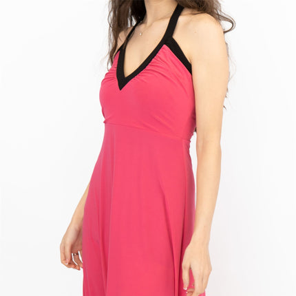 Karen Millen Pink Halter Neck Maxi Long A-Line Dresses-Quality Brands Outlet-