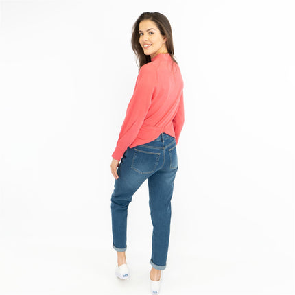 M&S Funnel Neck Tie Waist Jumper with Linen