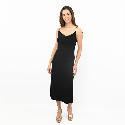 Coast Black Sleeveless Spaghetti Strap Lightweight Midi Dress-Quality Brands Outlet-