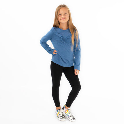 Girls Ruffle Long Sleeve Soft Jersey Tops in 2 Colours-Quality Brands Outlet-
