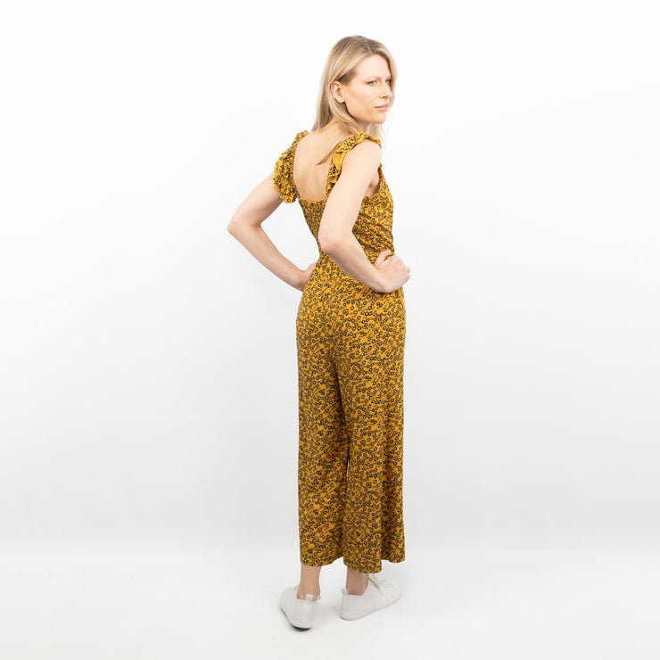 Next Yellow Floral Sleeveless Crop Wide Leg Lightweight Jumpsuit - Quality Brands Outlet