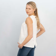 White Sleeveless Vest Floral Embroidery Vest Relaxed Cami Tops