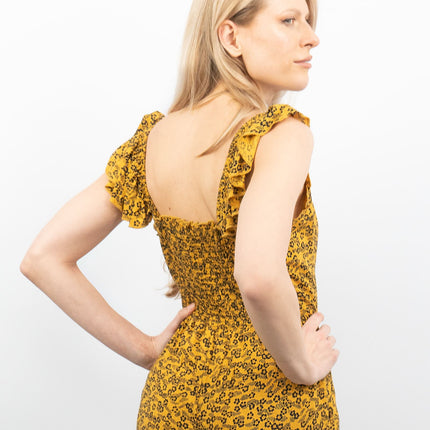 Next Yellow Floral Sleeveless Crop Wide Leg Lightweight Jumpsuit - Quality Brands Outlet