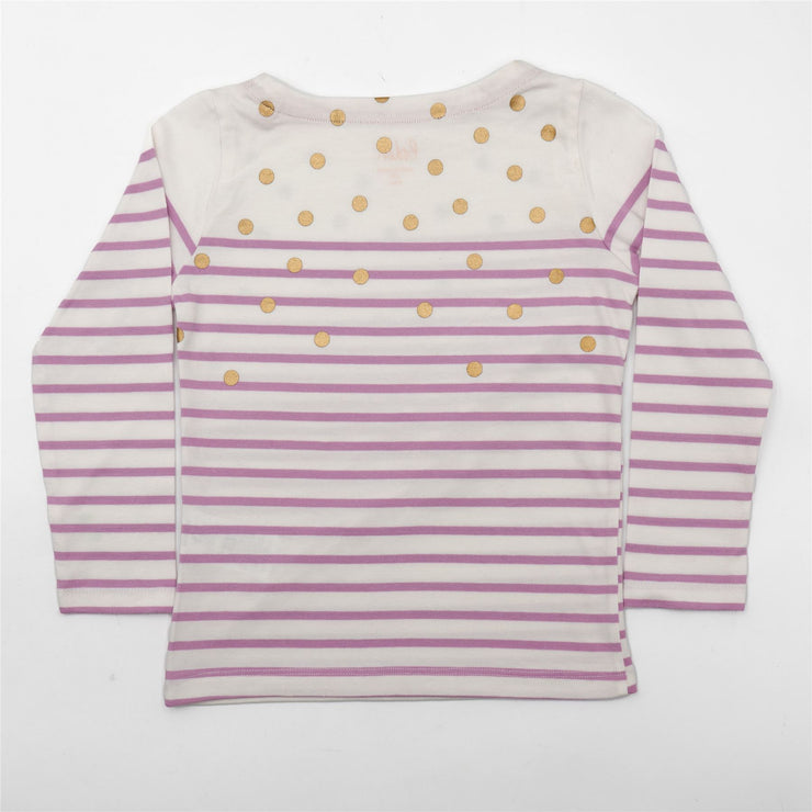 Mini Boden Girls Pink Stripe Gold Spotty Dots Long Sleeve Jersey Tops - Quality Brands Outlet