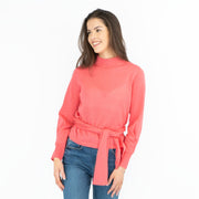 M&S Funnel Neck Tie Waist Jumper with Linen