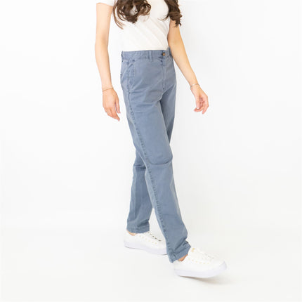 M&S Cotton Rich Tapered Leg Ankle Grazer Blue Stretch Cotton Chino Trousers - Quality Brands Outlet