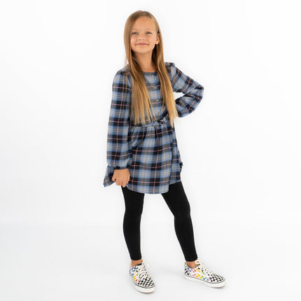 Girls Blue Long Sleeve Check Dresses-Quality Brands Outlet-