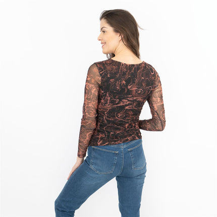 Nasty Gal Long Sleeve V-Neck Black Mesh Top - Quality Brands Outlet