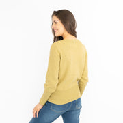 M&S Boat Neck Long Sleeve Lime Green Jumper with Wool