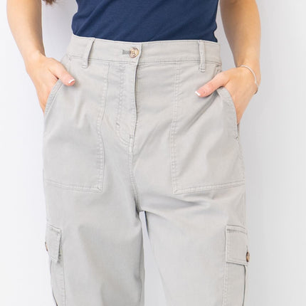 M&S Autograph Grey Cotton Blend Stretch Cargo Trousers - Quality Brands Outlet