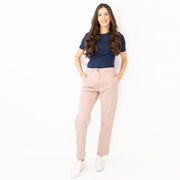 M&S Cotton Rich Tapered Leg Ankle Grazer Pink Stretch Cotton Chino Trousers - Quality Brands Outlet