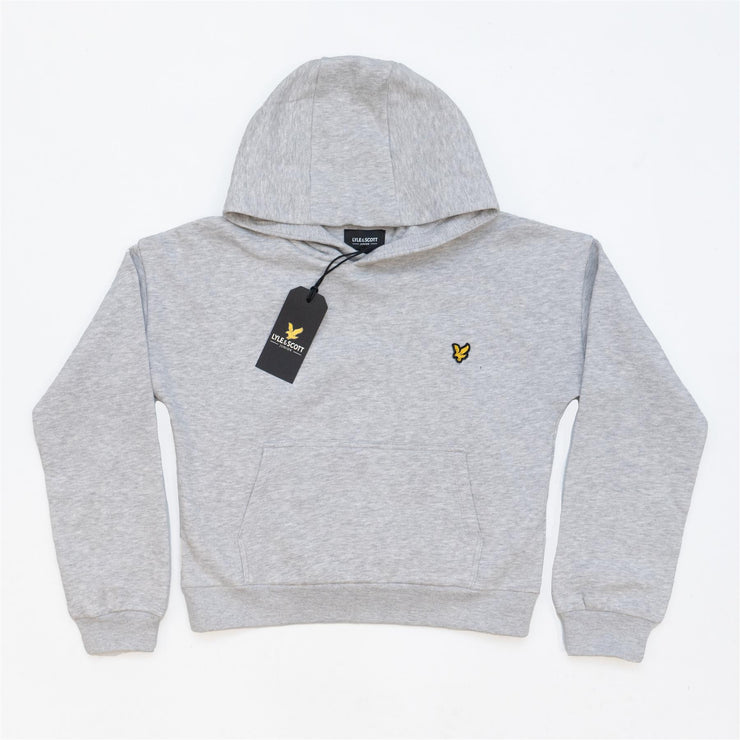 Lyle & Scott Girls Sweatshirts Long Sleeve Light Grey Hoodie with Front Pocket - Relaxed Fit- Quality Brands Outlet