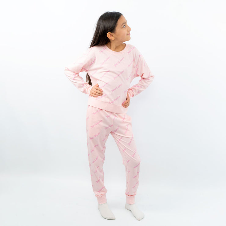 Juicy Couture Girls Pink Long Sleeve Relaxed Fit Soft Cotton Jersey Pyjama Set