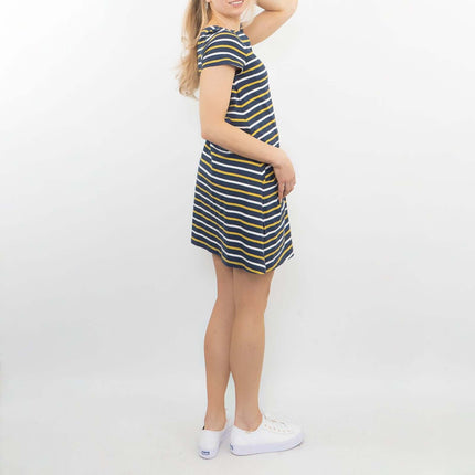 Seasalt Short Sleeve Clear Light Navy Breton Striped Relaxed Casual Jersey Dress-Quality Brands Outlet-