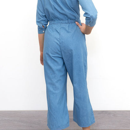 Womens Phase Eight Jumpsuit Denim Blue Lightweight Cropped Jarah Smart Casual - Quality Brands Outlet