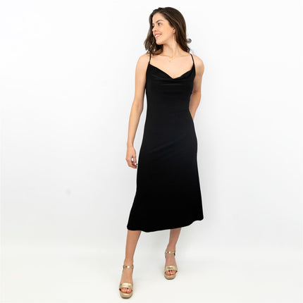 Coast Black Sleeveless Spaghetti Strap Lightweight Midi Dress-Quality Brands Outlet-