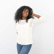 Violet 2-in1 Floral Lace with Detachable Cami 3/4 Sleeve Tops