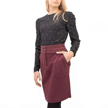 M&S Women Black Polka Dot Long Sleeve Round Neck Top