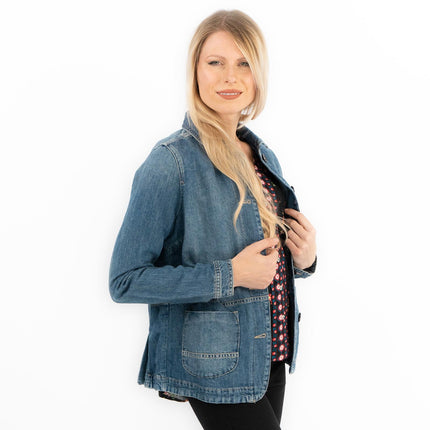 White Stuff Dena Blue Denim Shacket Relaxed Jacket