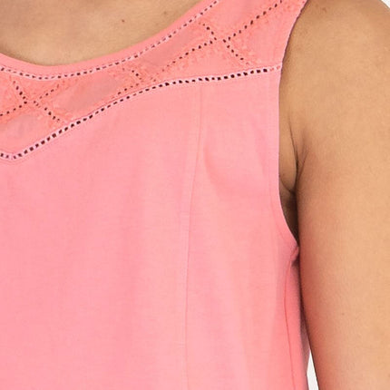 White Stuff Sleeveless Embroidered Panels Soft Cotton Jersey Casual Tops-Quality Brands Outlet-
