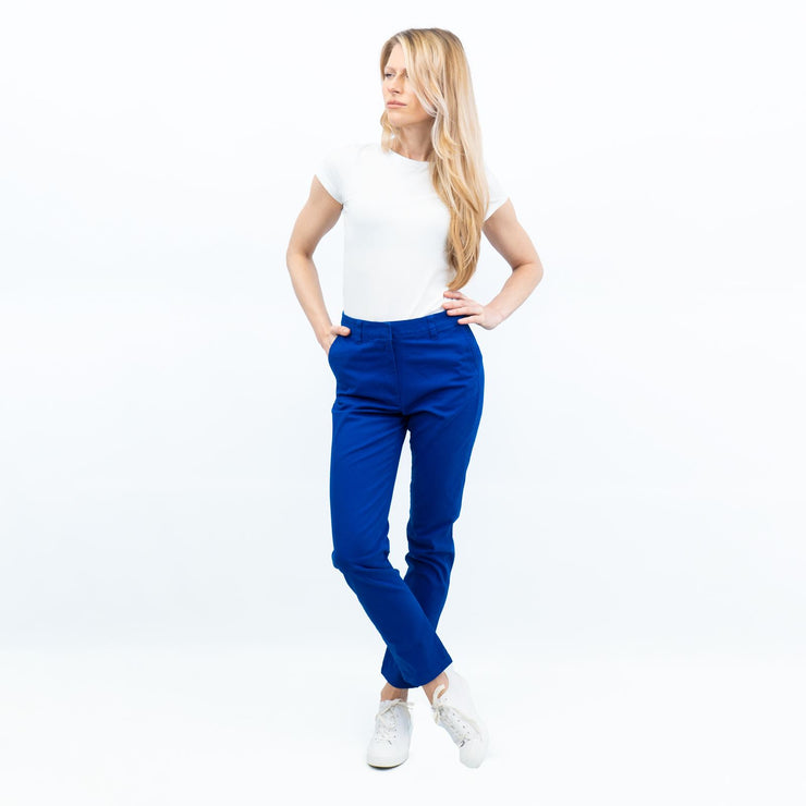 M&S Blue Stretch Cotton Chino Trousers with 4 Pockets