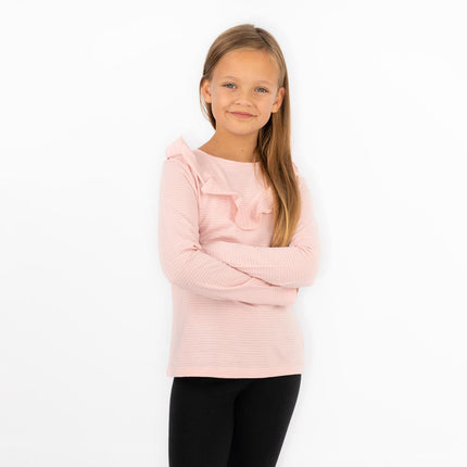 Girls Ruffle Long Sleeve Soft Jersey Tops in 2 Colours-Quality Brands Outlet-