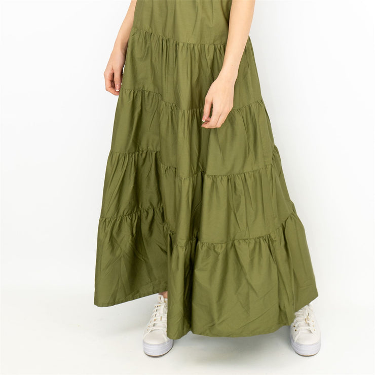 Next Khaki Green Spaghetti Strap Bow Details Sleeveless Long Maxi Dress
