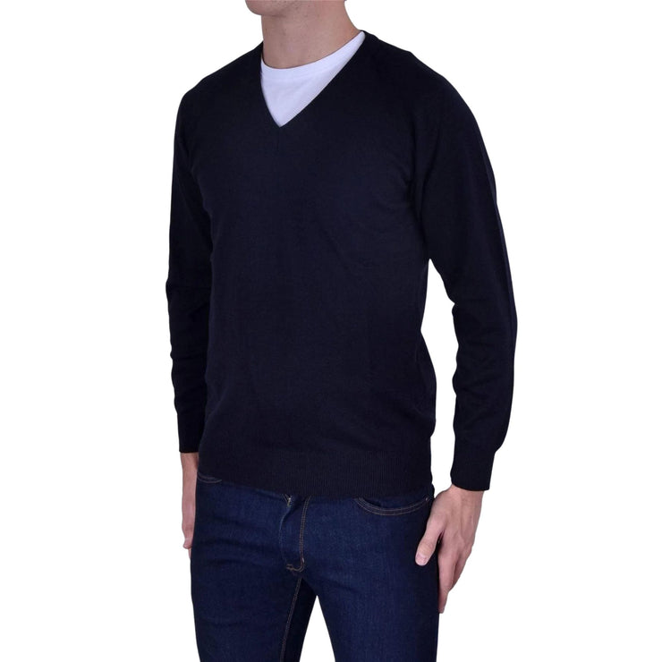 Balmoral Men V-Neck Long Sleeve Cotton Blend Jumper