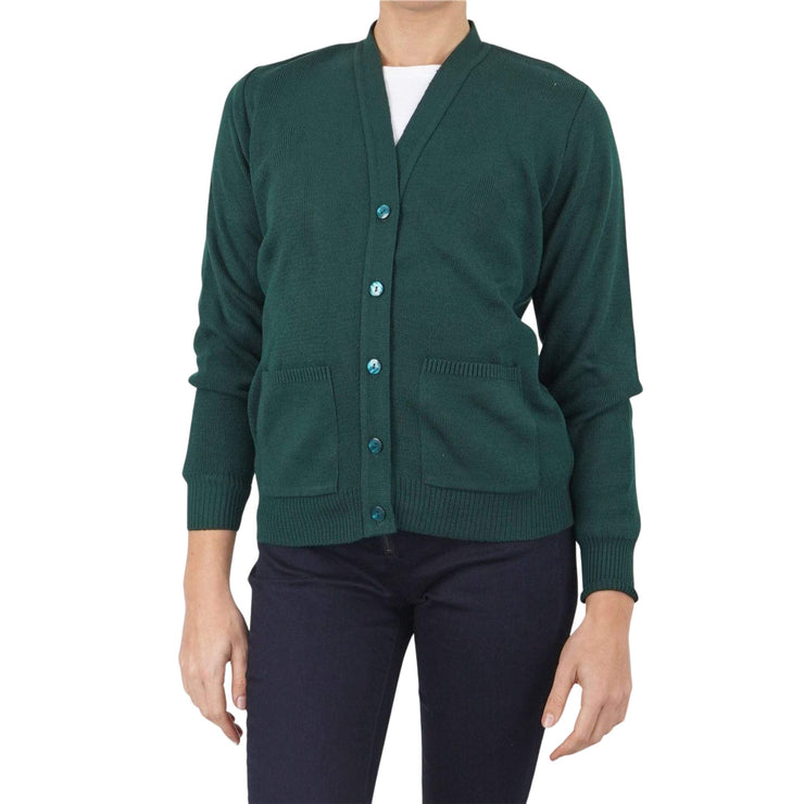 Balmoral Women V-Neck Soft Touch Patch Pockets Button-Up Cardigan