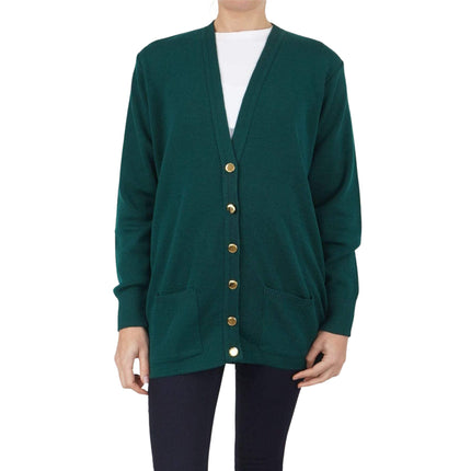Balmoral Women Gold Button Wool Mix Longline Cardigan with Pockets