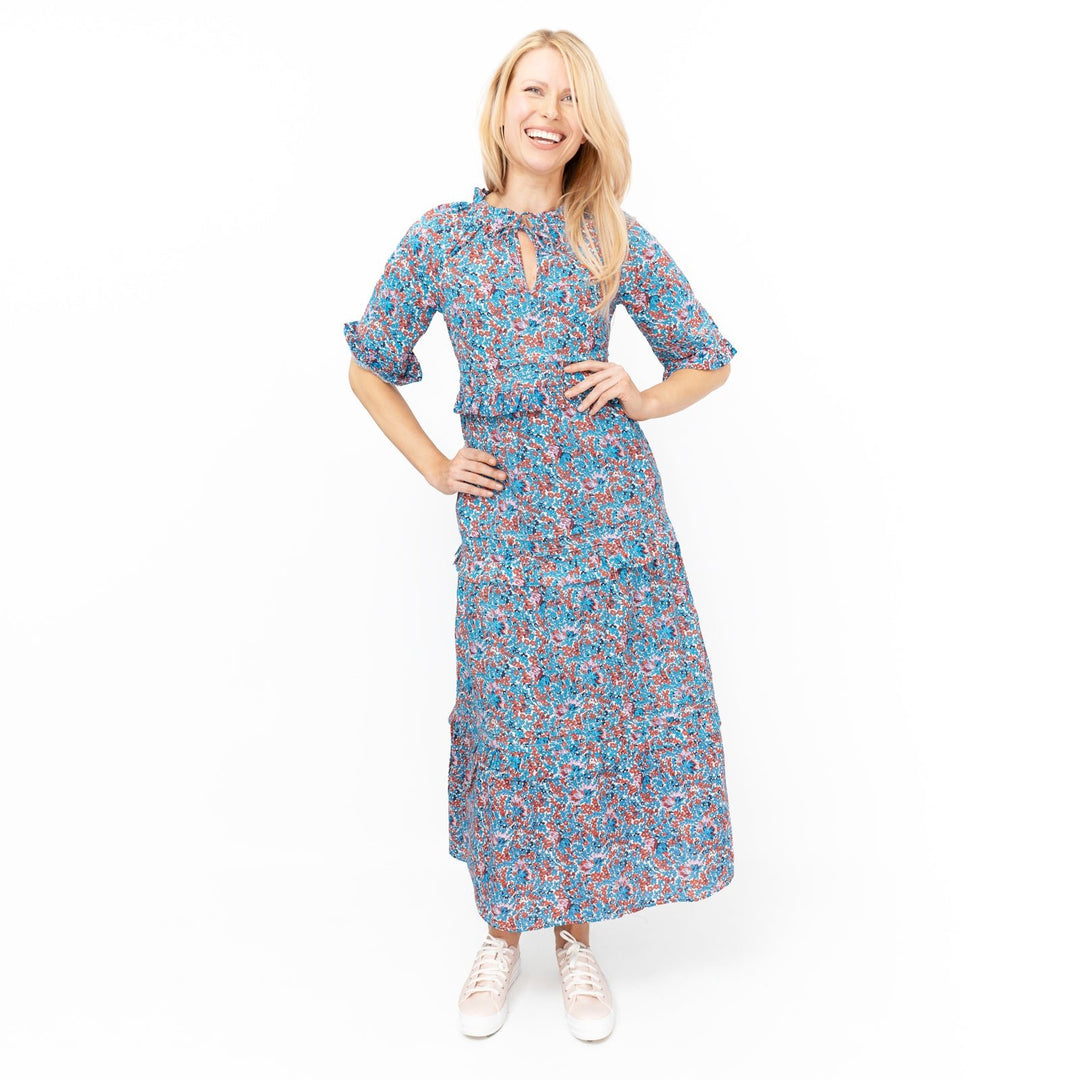 joules riva midi dress Joules Blue Floral Lia Midi Dress