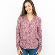 M&S Pink Ditsy Floral Print Long Sleeve Lightweight Relaxed Summer Spring Tops - Quality Brands Outlet
