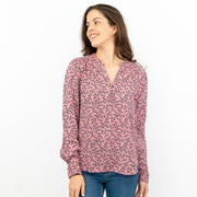 M&S Pink Ditsy Floral Print Long Sleeve Lightweight Relaxed Tops - Quality Brands Outlet