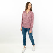 M&S Pink Ditsy Floral Print Long Sleeve Lightweight Relaxed Summer Spring Tops for Women UK - Quality Brands Outlet