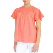 Per Una Broderie Anglaise Orange Short Sleeve Top - Quality Brands Outlet