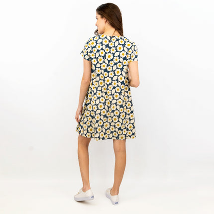Seasalt Short Sleeve Blue Floral Print Clear Light Relaxed Casual Summer Short Dresses-Quality Brands Outlet-