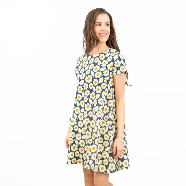 Seasalt Short Sleeve Blue Floral Print Clear Light Relaxed Casual Summer Short Dresses-Quality Brands Outlet-