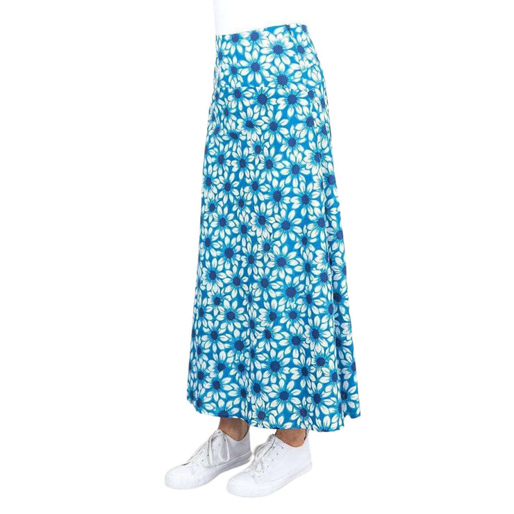 Seasalt Womens Blue Floral Lightweight Cotton Flare Long Maxi Skirt