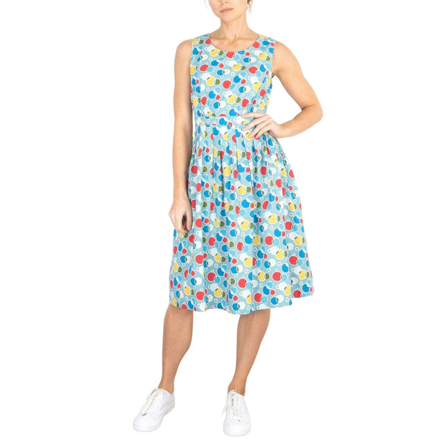 Seasalt Seamstress Geometric Print Sleeveless Blue Short Dress-Quality Brands Outlet-