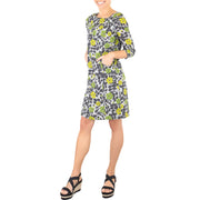 Seasalt Carwinnion Green Floral Print Lightweight 3/4 Sleeve Short Dress