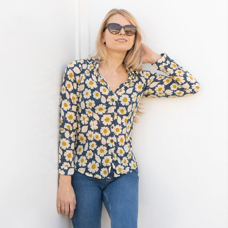 Seasalt Larissa Floral Print Long Sleeve Crinkle Shirts