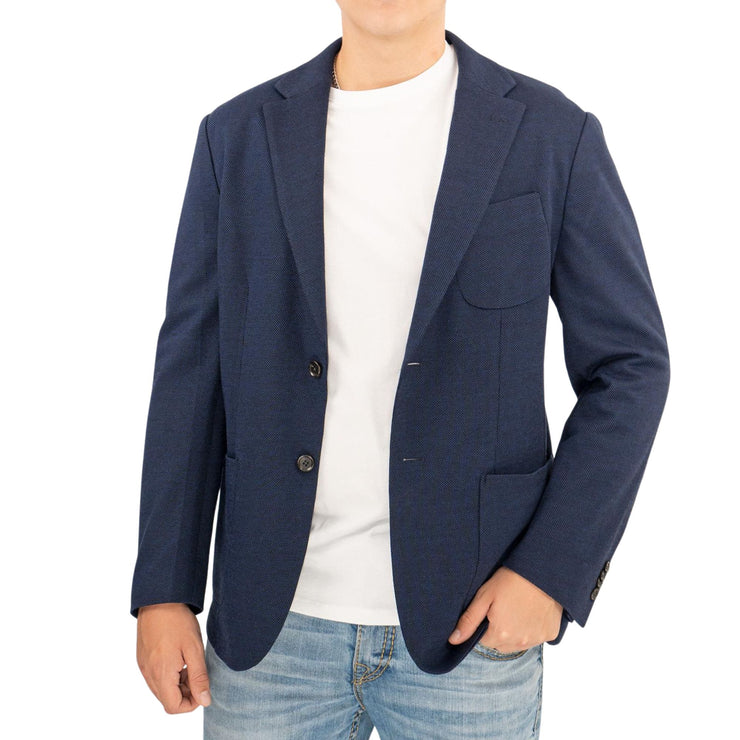 TM Lewin Mens Jacket Navy Blue Smart Casual Lightweight Classic Cotton Mix Slim