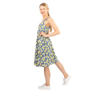Lemon Print Sundresses Lightweight Cotton Sleeveless Strappy Women's Summer Dresses