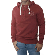 Men's Red Vintage Dyed Drawstring Long Sleeve Cotton Hoodies