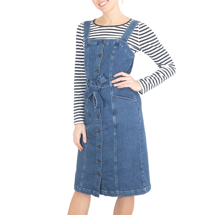 White Stuff Farrow Blue Denim Pinafore Dress - Quality Brands Outlet