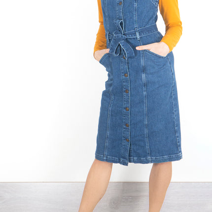 White Stuff Farrow Blue Denim Pinafore Dress - Quality Brands Outlet